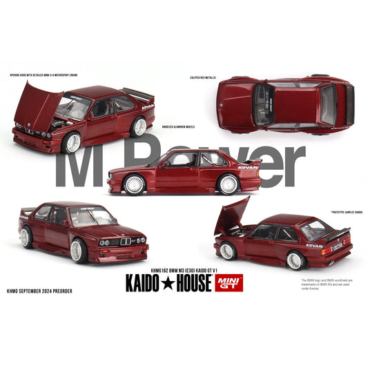 MiniGT 1:64 BMW M3 (E30) Kaido GT V1 1989 die-cast model – #162 KHMG162
