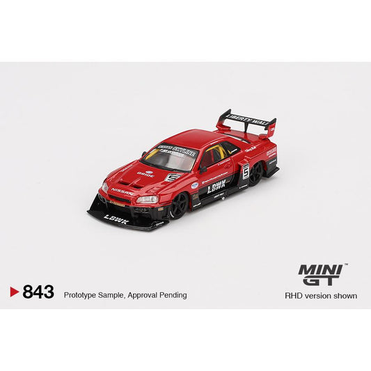 MiniGT 1:64 Nissan Skyline GT-R (R34) Super Silhouette 2024 die-cast model – #843 MGT00843