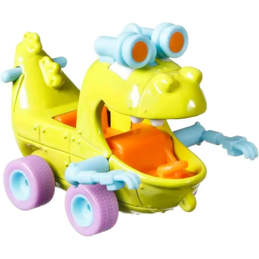 Hot Wheels Pop Culture Reptar Wagon Rugrats Nickelodeon die-cast with Real Riders wheels and green dinosaur design