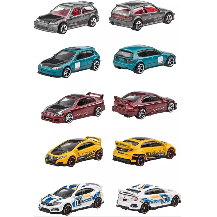 Hot Wheels 1:64 Honda Civic Anniversary Themed Assortment – 2 Factory-Sealed Cases (48 Pieces)