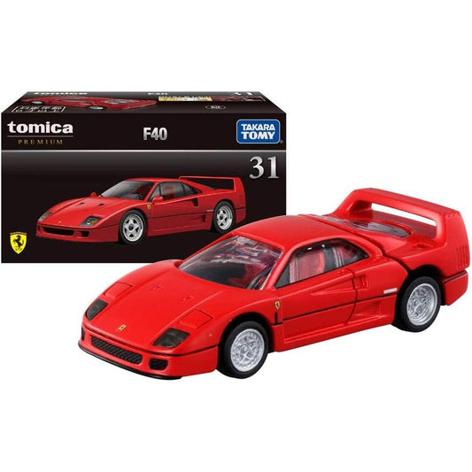 Takara Tomy Tomica Premium 31 Ferrari F40 die-cast mini car, boxed collectible, ST Mark certified.