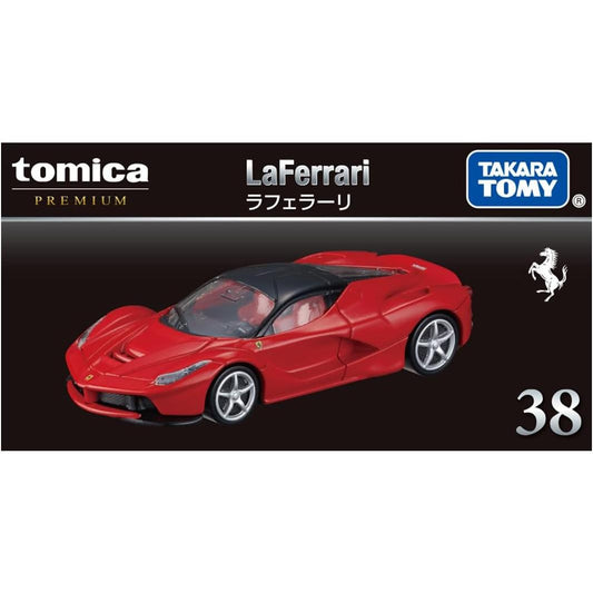 Takara Tomy Tomica Premium 38 Ferrari LaFerrari 1:62 scale die-cast mini car toy in box, for ages 6 and up.