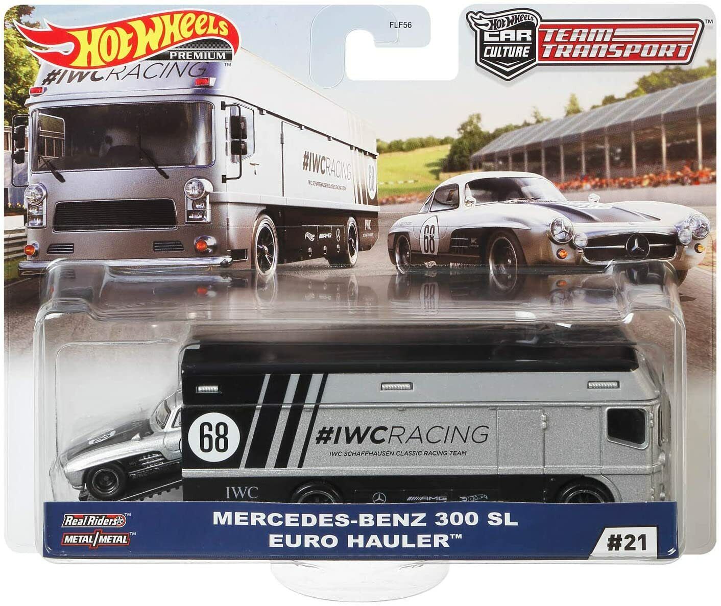 HotWheels Team Transport | Mercedes-Benz 300 SL & Euro Hauler IWC Racing #21 | FLF56