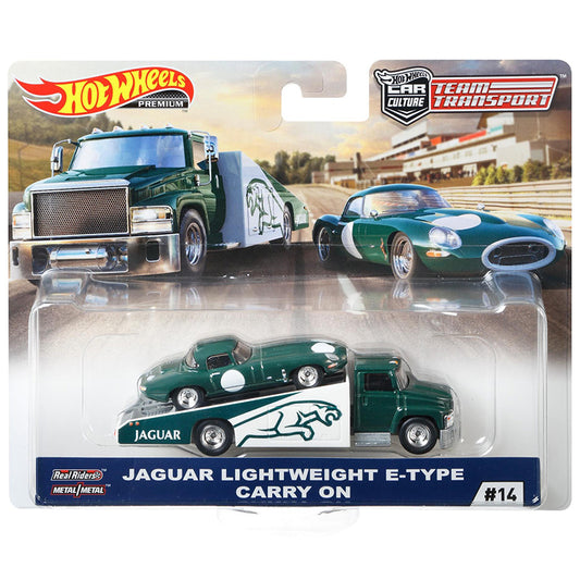 Hot Wheels Jaguar Lightweight E-Type & Carry On Team Transport #14 FLF56 1/64 Die-Cast Model