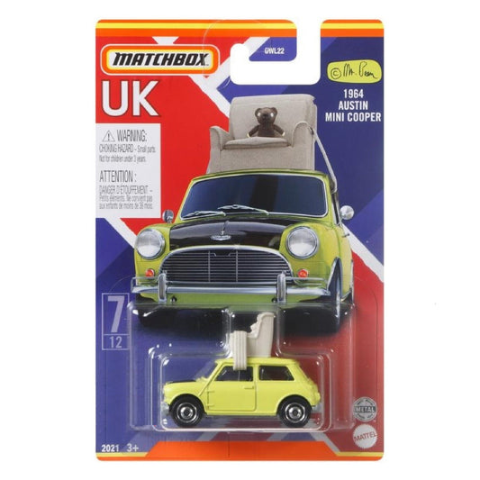 Matchbox | Stars of UK | 1964 Austin Mini Cooper Mr. Bean Teddy Armchair | 7/12 | GLW22